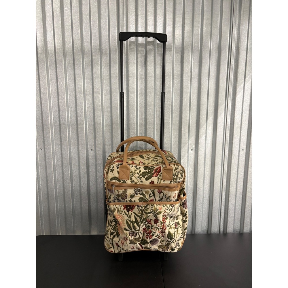 ItzMagic Studios Santa Barbara Floral Tapestry Rolling Tote Bag Travel Carry On
